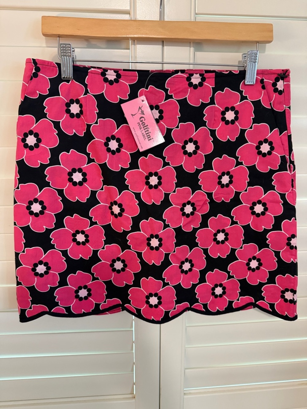 Golftini Black Mini Skirt with Bright Pink Floral Print